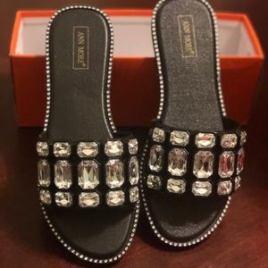 Rhinestone slide on sandals